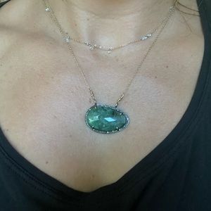 Emerald Slice + diamond Necklace